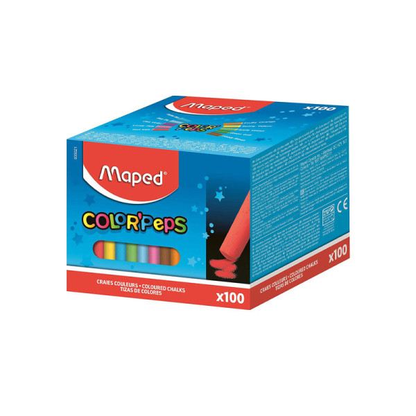 Boite de 100 craies de couleur pour ardoises noires White'Peps Maped | Artmania