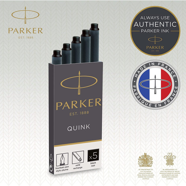 Cartouches d'encre pour stylo plume - Parker - Encre noire - Grand format