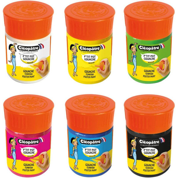 Pots de peinture gouache - Pinceau intégré - Assortiment - 50ml - Cléopâtre
