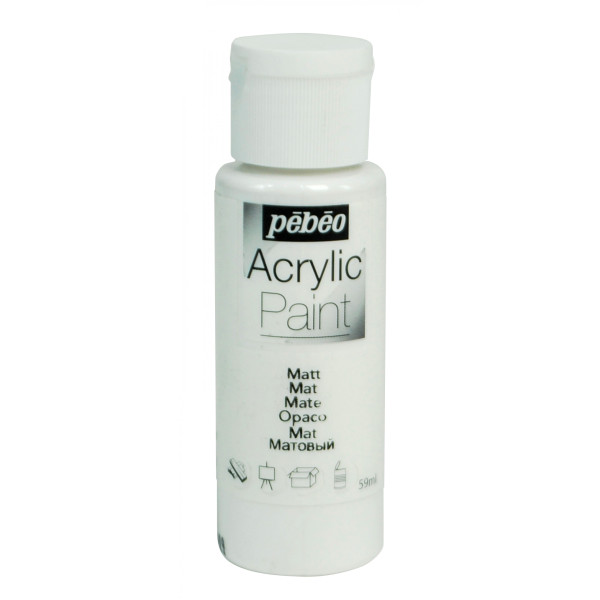 photo-Peinture acrylique - Blanc - Mat - Fluide - Tous supports - Loisirs créatifs - Pébéo - 59ml