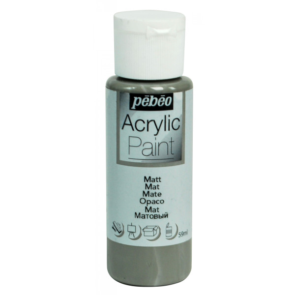 photo-Peinture acrylique - Gris souris - Mat - Fluide - Tous supports - Loisirs créatifs - Pébéo - 59ml