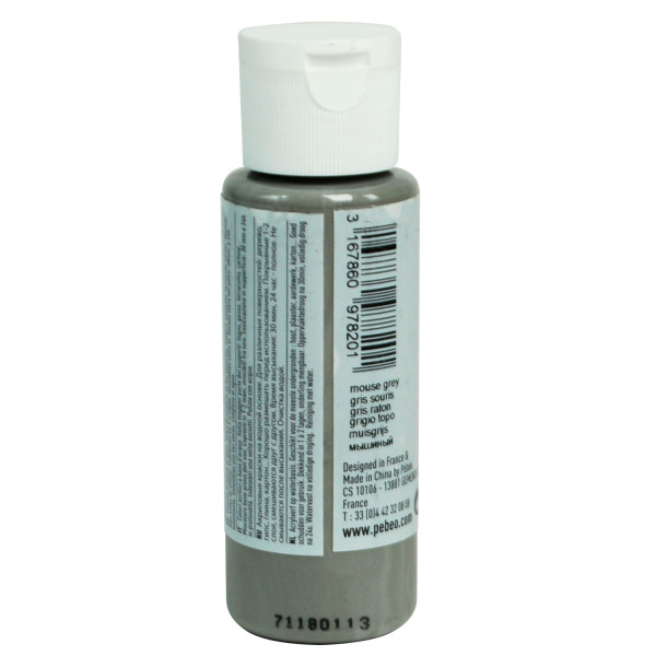 Peinture acrylique - Gris souris - Mat - Fluide - Tous supports - Loisirs créatifs - Pébéo - 59ml