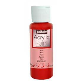 photo-Peinture acrylique - Rouge intense - Mat - Fluide - Tous supports - Loisirs créatifs - Pébéo - 59ml