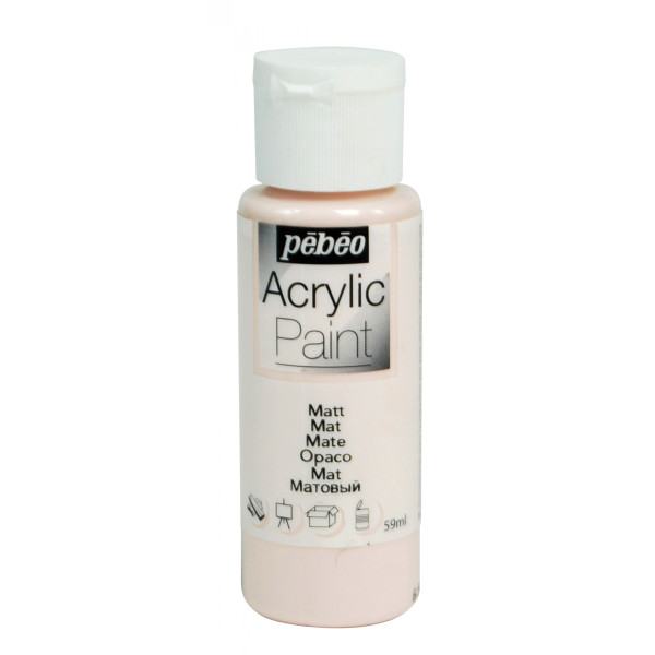photo-Peinture acrylique - Rose ballerine - Mat - Fluide - Tous supports - Loisirs créatifs - Pébéo - 59ml