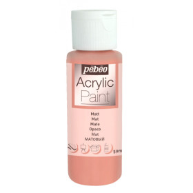photo-Peinture acrylique - Vieux rose - Mat - Fluide - Tous supports - Loisirs créatifs - Pébéo - 59ml
