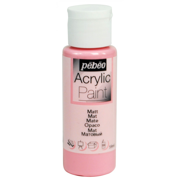 photo-Peinture acrylique - Rose bonbon - Mat - Fluide - Tous supports - Loisirs créatifs - Pébéo - 59ml