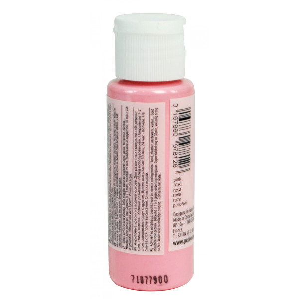Peinture acrylique - Rose bonbon - Mat - Fluide - Tous supports - Loisirs créatifs - Pébéo - 59ml