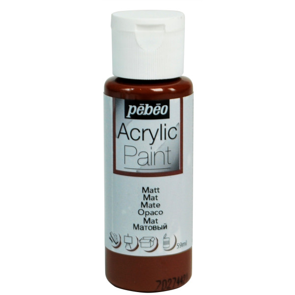 photo-Peinture acrylique - Chocolat - Mat - Fluide - Tous supports - Loisirs créatifs - Pébéo - 59ml