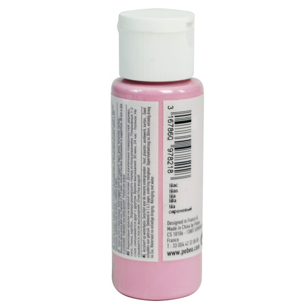 Peinture acrylique - Lilas - Mat - Fluide - Tous supports - Loisirs créatifs - Pébéo - 59ml