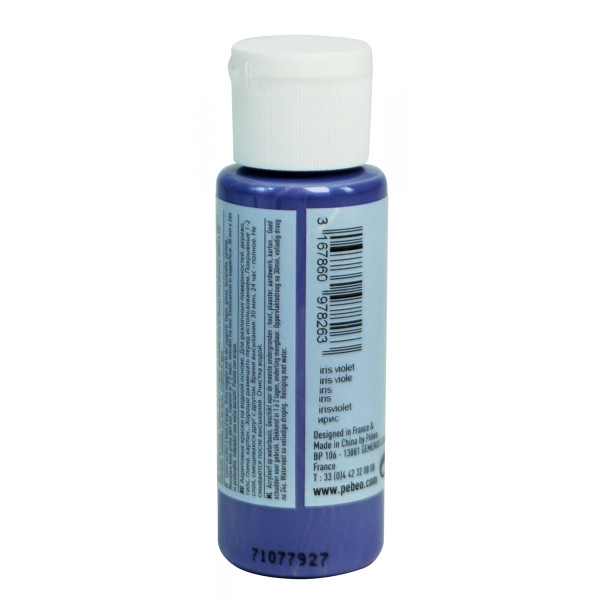 Peinture acrylique - Iris violet - Mat - Fluide - Tous supports - Loisirs créatifs - Pébéo - 59ml