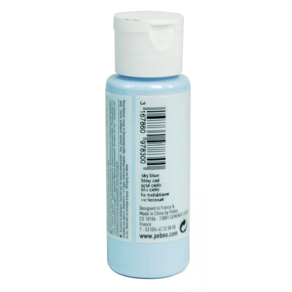 Peinture acrylique - Bleu ciel - Mat - Fluide - Tous supports - Loisirs créatifs - Pébéo - 59ml
