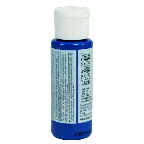Peinture acrylique - Bleu roi - Mat - Fluide - Tous supports - Loisirs créatifs - Pébéo - 59ml