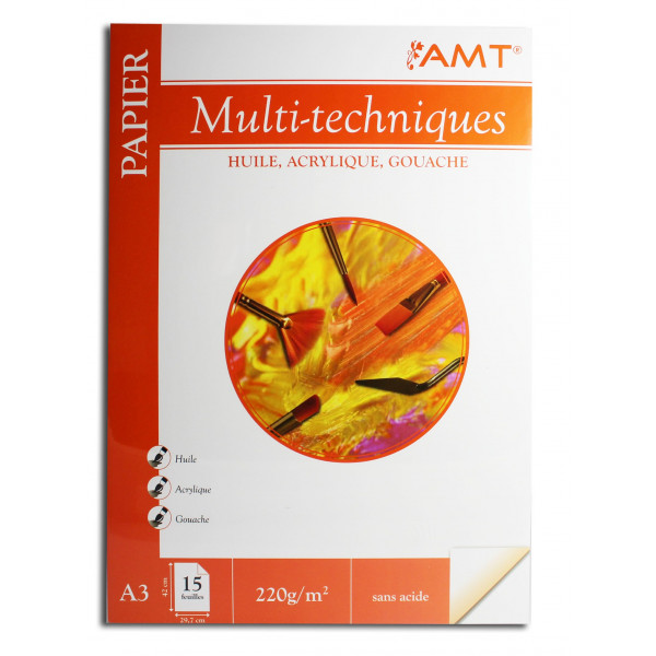 Bloc - Multi-techniques - A3 - 29,7 X 42cm - 15 feuilles - 220g/m² - AMT