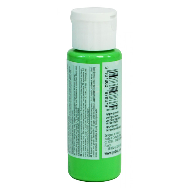 Peinture acrylique - Vert printemps - Mat - Fluide - Tous supports - Loisirs créatifs - Pébéo - 59ml