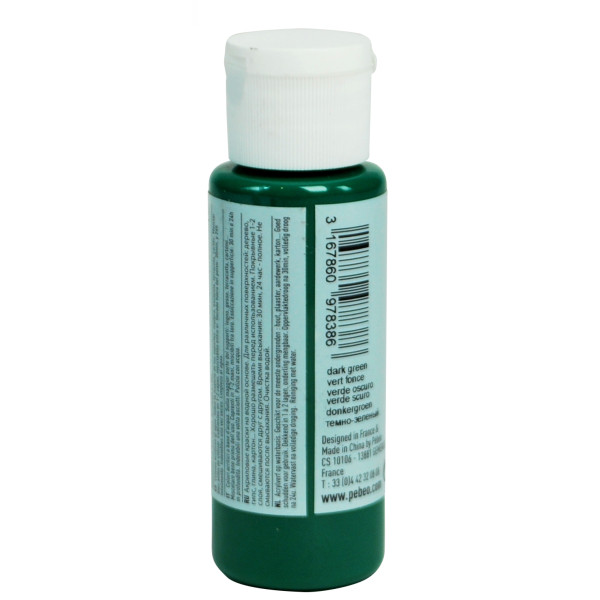 Peinture acrylique - Vert cyprès - Mat - Fluide - Tous supports - Loisirs créatifs - Pébéo - 59ml