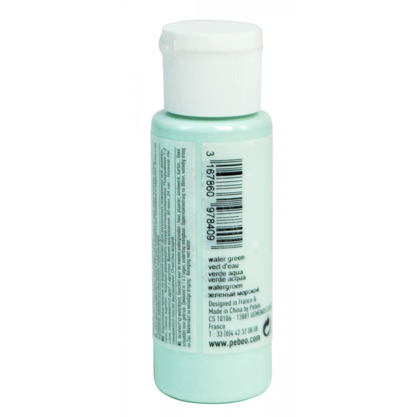 Peinture acrylique - Vert d'eau - Mat - Fluide - Tous supports - Loisirs créatifs - Pébéo - 59ml