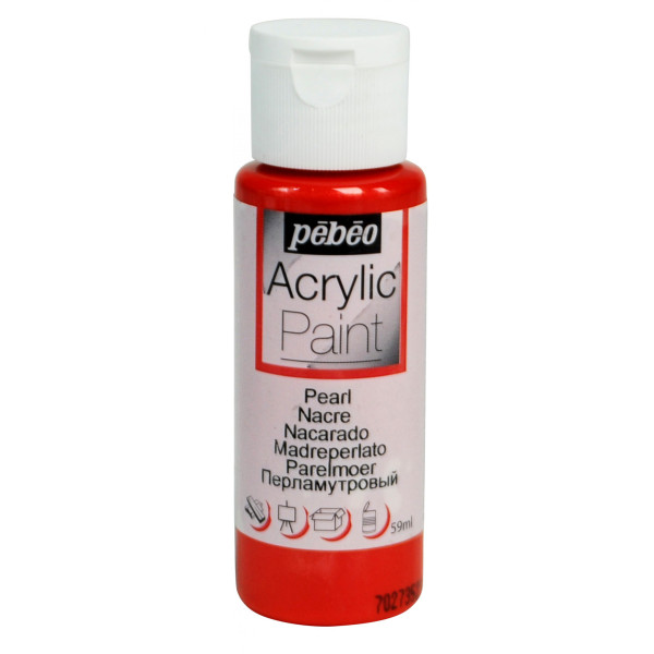 photo-Peinture acrylique - Rouge - Nacré - Fluide - Tous supports - Loisirs créatifs - Pébéo - 59ml