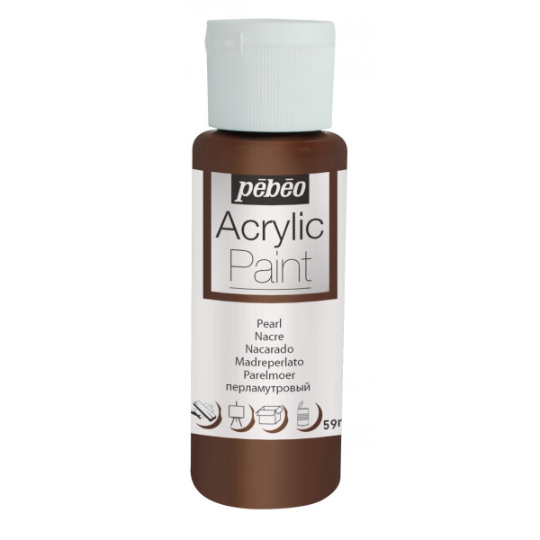 photo-Peinture acrylique - Chocolat - Nacré - Fluide - Tous supports - Loisirs créatifs - Pébéo - 59ml