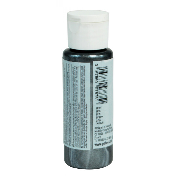 Peinture acrylique - Gris - Nacré - Fluide - Tous supports - Loisirs créatifs - Pébéo - 59ml