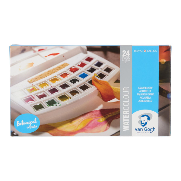 Peinture aquarelle - Boîte de 24 godets - Couleurs botanique - Van Gogh