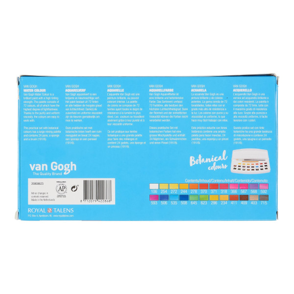 Peinture aquarelle - Boîte de 24 godets - Couleurs botanique - Van Gogh