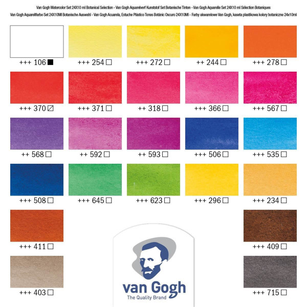 Peinture aquarelle - Boîte de 24 godets - Couleurs botanique - Van Gogh