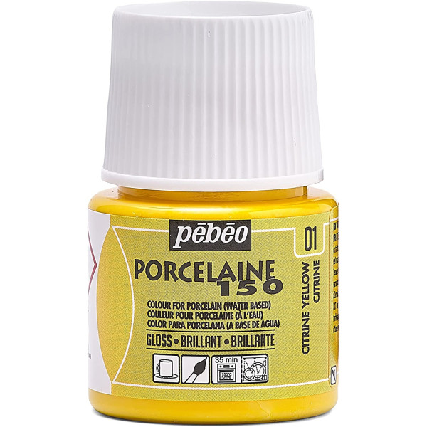 photo-Peinture pour porcelaine - Pébéo - Porcelaine 150 - Jaune Citrine - 45 ml