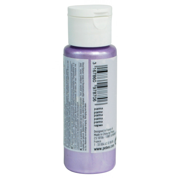 Peinture acrylique - Parme - Nacré - Fluide - Tous supports - Loisirs créatifs - Pébéo - 59ml