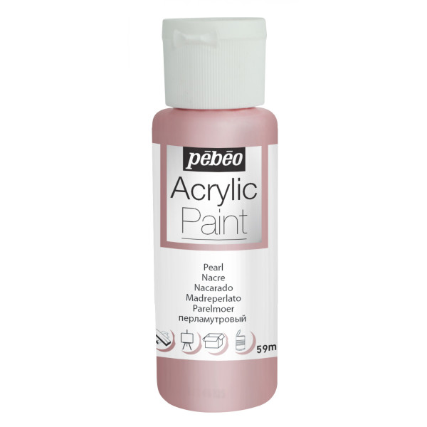 photo-Peinture acrylique - Rose - Nacré - Fluide - Tous supports - Loisirs créatifs - Pébéo - 59ml