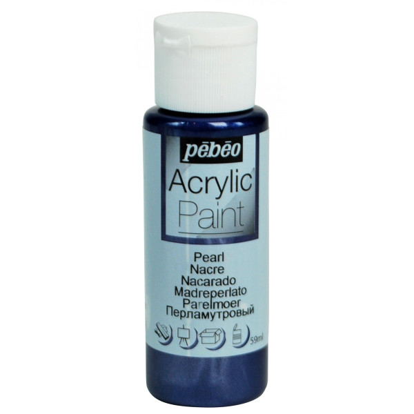 photo-Peinture acrylique - Bleu nuit - Nacré - Fluide - Tous supports - Loisirs créatifs - Pébéo - 59ml