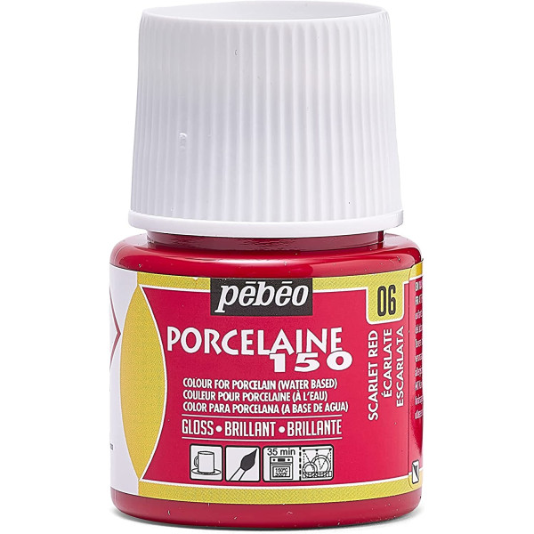 photo-Peinture pour porcelaine - Pébéo - Porcelaine 150 - Rouge écarlate - 45 ml