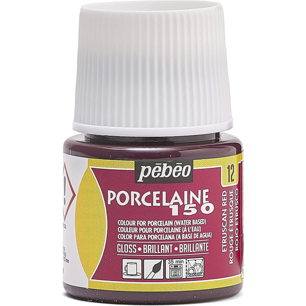 photo-Peinture pour porcelaine - Pébéo - Porcelaine 150 - Rouge étrusque - 45 ml