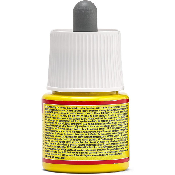 Peinture à effet marbré - Jaune citron - Supports clairs - Tissu, papier, plâtre - Pébéo - Marbling