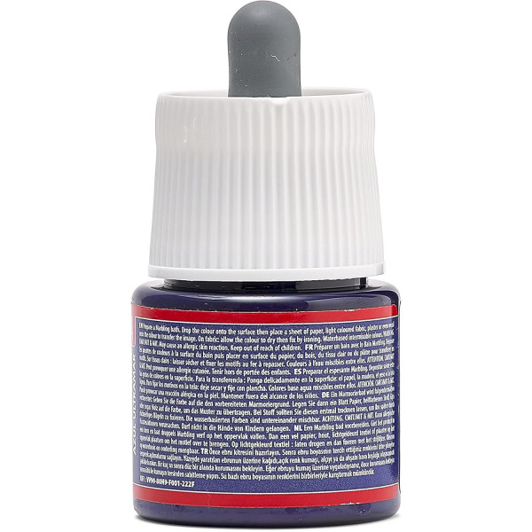 Peinture à effet marbré - Bleu outremer - Supports clairs - Tissu, papier, plâtre - Pébéo - Marbling