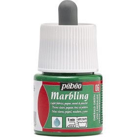 photo-Peinture à effet marbré - Vert émeraude - Supports clairs - Tissu, papier, plâtre - Pébéo - Marbling