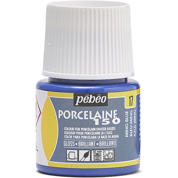 photo-Peinture pour porcelaine - Pébéo - Porcelaine 150 - Bleu Ming - 45 ml