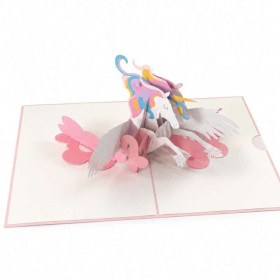 Carte 3D pop-up - Anniversaire - Licorne - 12x17cm - Avec enveloppe
