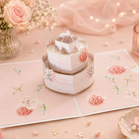 photo-Carte 3D pop-up - Mariage - Vœux - Just married - 12x17cm - Avec enveloppe