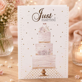 Carte 3D pop-up - Mariage - Vœux - Just married - 12x17cm - Avec enveloppe