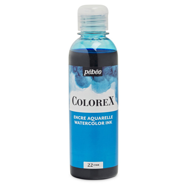 photo-Encre aquarelle - Cyan - Pébéo - Colorex - Calligraphie, dessin - 250ml
