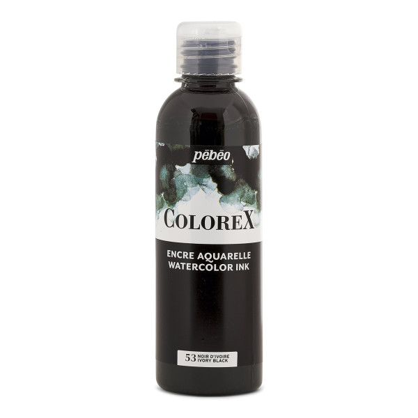 photo-Encre aquarelle - Noir d'ivoire - Pébéo - Colorex - Calligraphie, dessin - 250ml