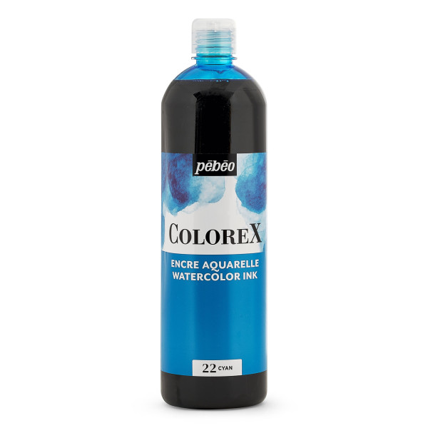 photo-Encre aquarelle - Cyan - Pébéo - Colorex - Calligraphie, dessin - 1L
