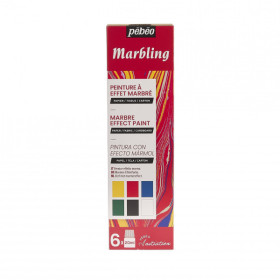 photo-Peinture à effet marbré - Pébéo - Marbling - Coffret 6 couleurs - Pots 20ml