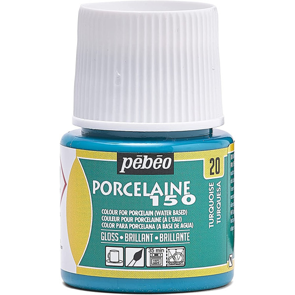 photo-Peinture pour porcelaine - Pébéo - Porcelaine 150 - Turquoise - 45 ml
