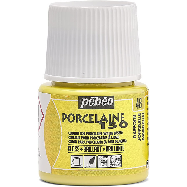 photo-Peinture pour porcelaine - Pébéo - Porcelaine 150 - Jaune jonquille - 45 ml
