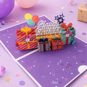 photo-Carte 3D pop-up - Anniversaire - Happy birthday - 12x17cm - Avec enveloppe