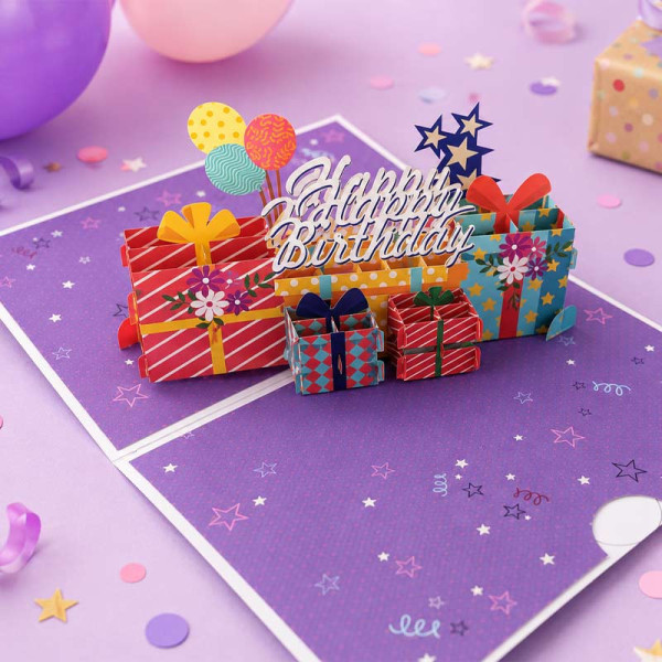 photo-Carte 3D pop-up - Anniversaire - Happy birthday - 12x17cm - Avec enveloppe