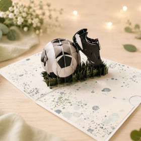 photo-Carte 3D pop-up - Anniversaire - Vœux - Ballon et joueurs de football - 12x17cm - Avec enveloppe