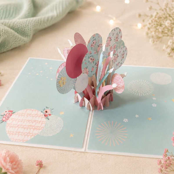 photo-Carte 3D pop-up - Anniversaire - Vœux - Happy birthday - 12x17cm - Avec enveloppe