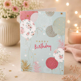 Carte 3D pop-up - Anniversaire - Vœux - Happy birthday - 12x17cm - Avec enveloppe